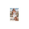 Robe blanche simili cuir et dentelle Sophia 